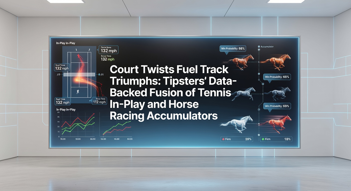 Tipster screens displaying live tennis matches alongside horse racing accumulator odds, highlighting data fusion strategies