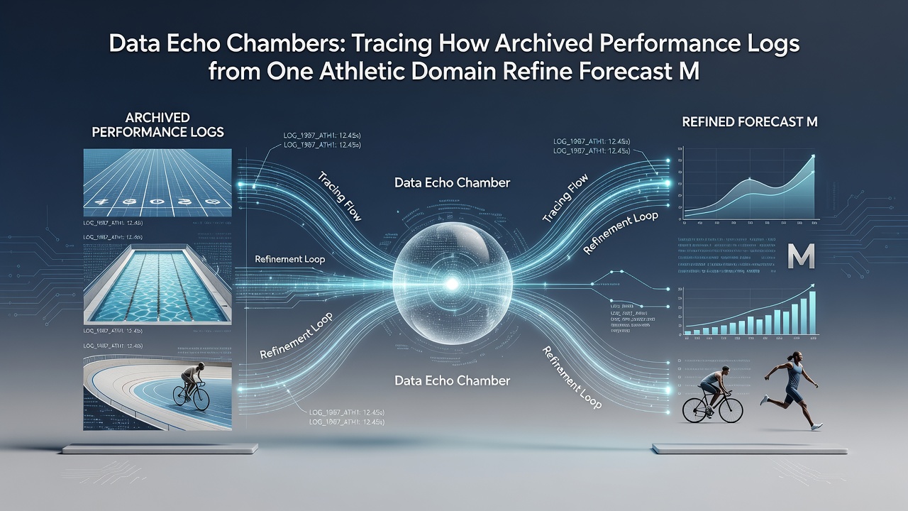 Flow diagram showing performance log data moving from one sport archive into predictive models for unrelated athletic events and wager layers