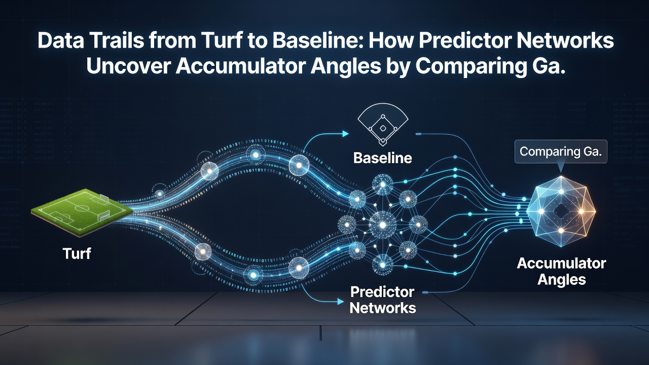 Network diagram illustrating data flow from horse racing sectional times to tennis rally metrics for accumulator prediction models