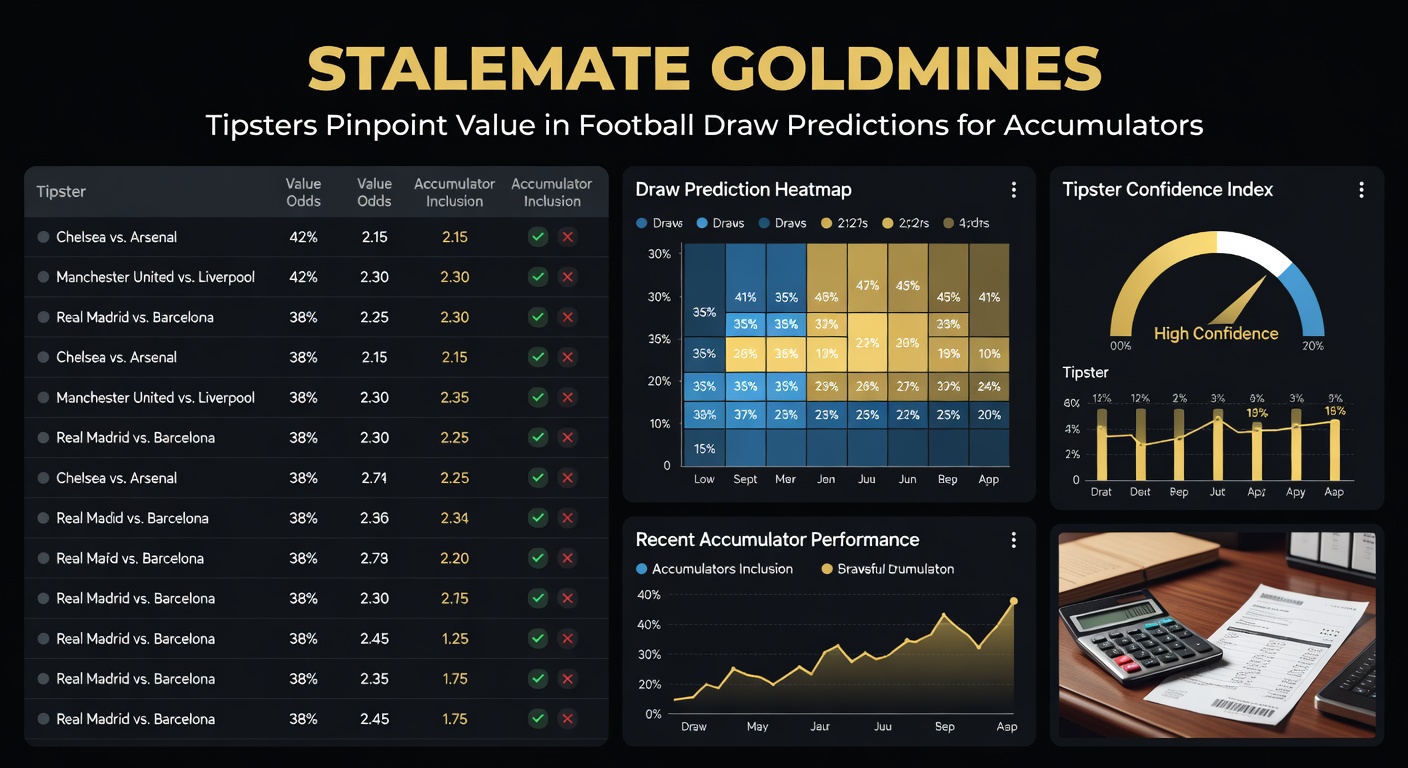 Tipster dashboard displaying draw prediction analytics, graphs of odds and historical win rates